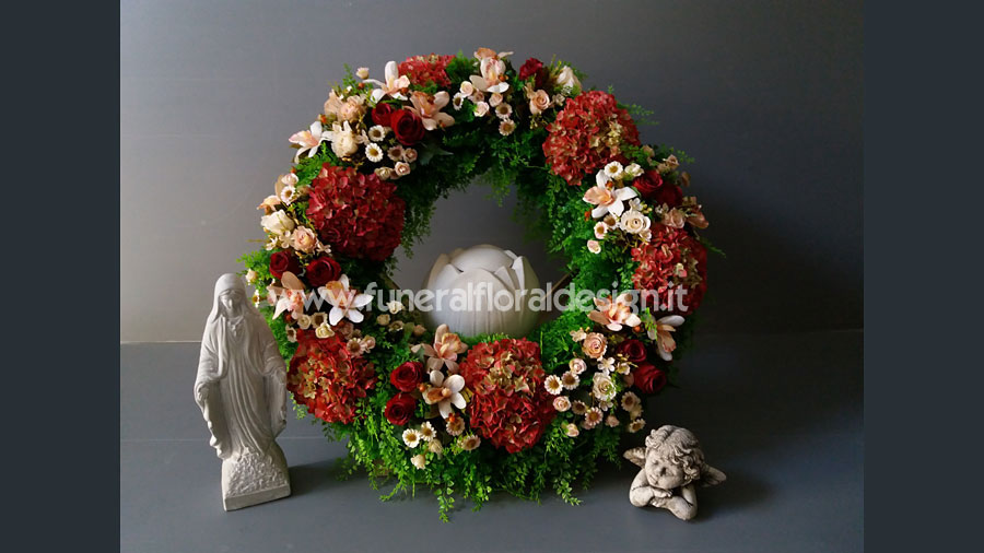 Corona fiori artificiali urna cineraria casa cimitero funerale